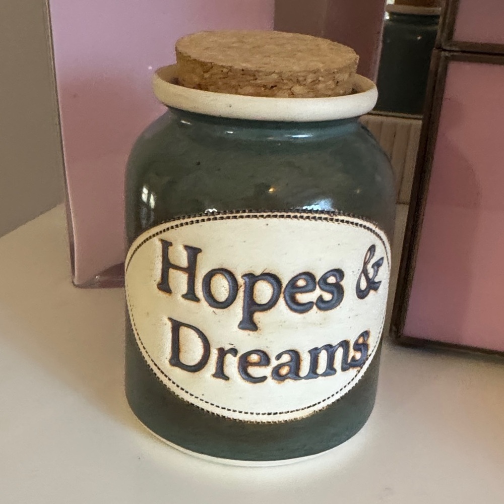 Vintage Handmade Pottery Ceramic Jar with Cork Lid